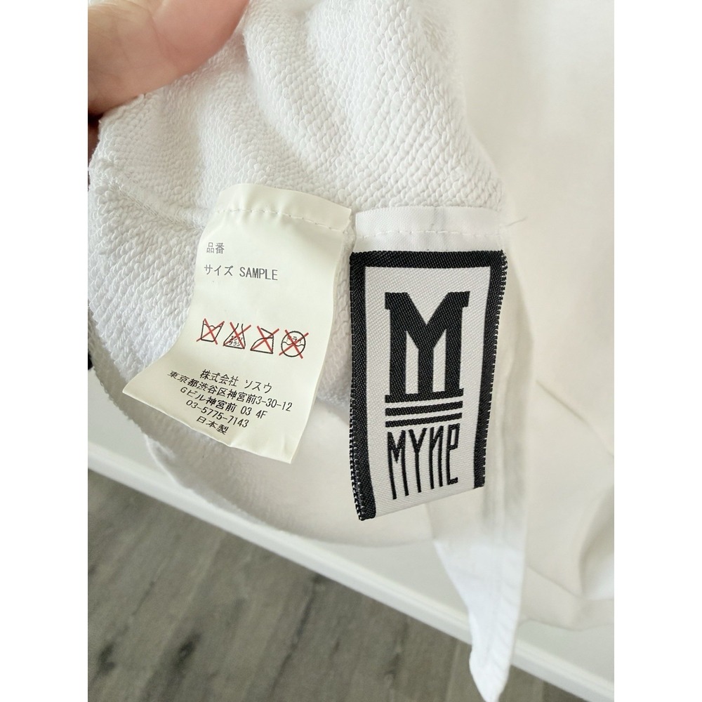 MYNE White/Black Cotton Knit Striped Collar Pullover Sweatshirt Men's Sample - Picture 6 of 6
